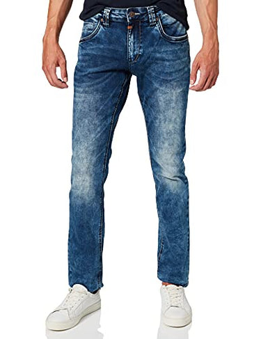 Timezone Herren EduardoTZ Slim Jeans, Blau (White Aged Wash 3201), W34/L32 im Sale